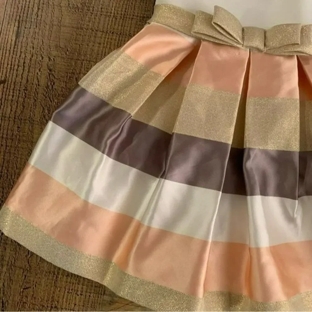 Bonnie baby girls white pink gray and gold dress -12M
